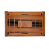 Chinese Style Kongfu Tea Tray Wooden Teaboard Drainage Water Storage Serving Tray Orchid Pattern Yellow