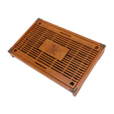 Chinese Style Kongfu Tea Tray Wooden Teaboard Drainage Water Storage Serving Tray Orchid Pattern Yellow