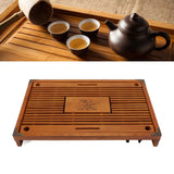 Chinese Style Kongfu Tea Tray Wooden Teaboard Drainage Water Storage Serving Tray Orchid Pattern Yellow - Extra Image