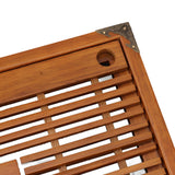 Chinese Style Kongfu Tea Tray Wooden Teaboard Drainage Water Storage Serving Tray Orchid Pattern Yellow - Extra Image