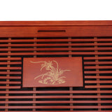 Chinese Style Kongfu Tea Tray Wooden Teaboard Drainage Water Storage Serving Tray Orchid Pattern Dark Red - Extra Image