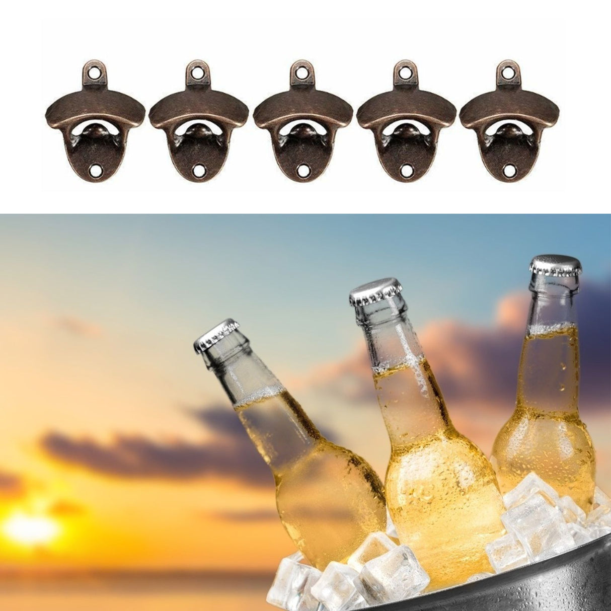 10 Pcs Wall Mount Bottle Opener Vintage Style Rustic Strong Durable Metal Beer Cap Opener for Bar Restaurant Home