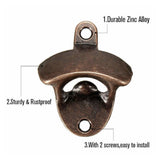10 Pcs Wall Mount Bottle Opener Vintage Style Rustic Strong Durable Metal Beer Cap Opener for Bar Restaurant Home - Low Angle