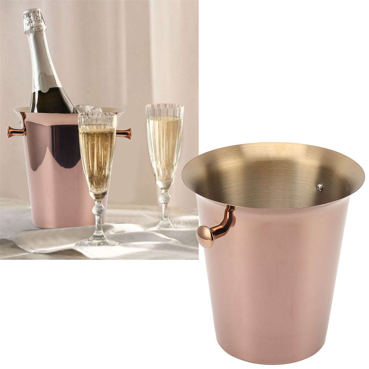 Ice Bucket with Handles Stainless Steel Beer Wine Beverage Cooling Tub for Home Bar 5L Capacity
