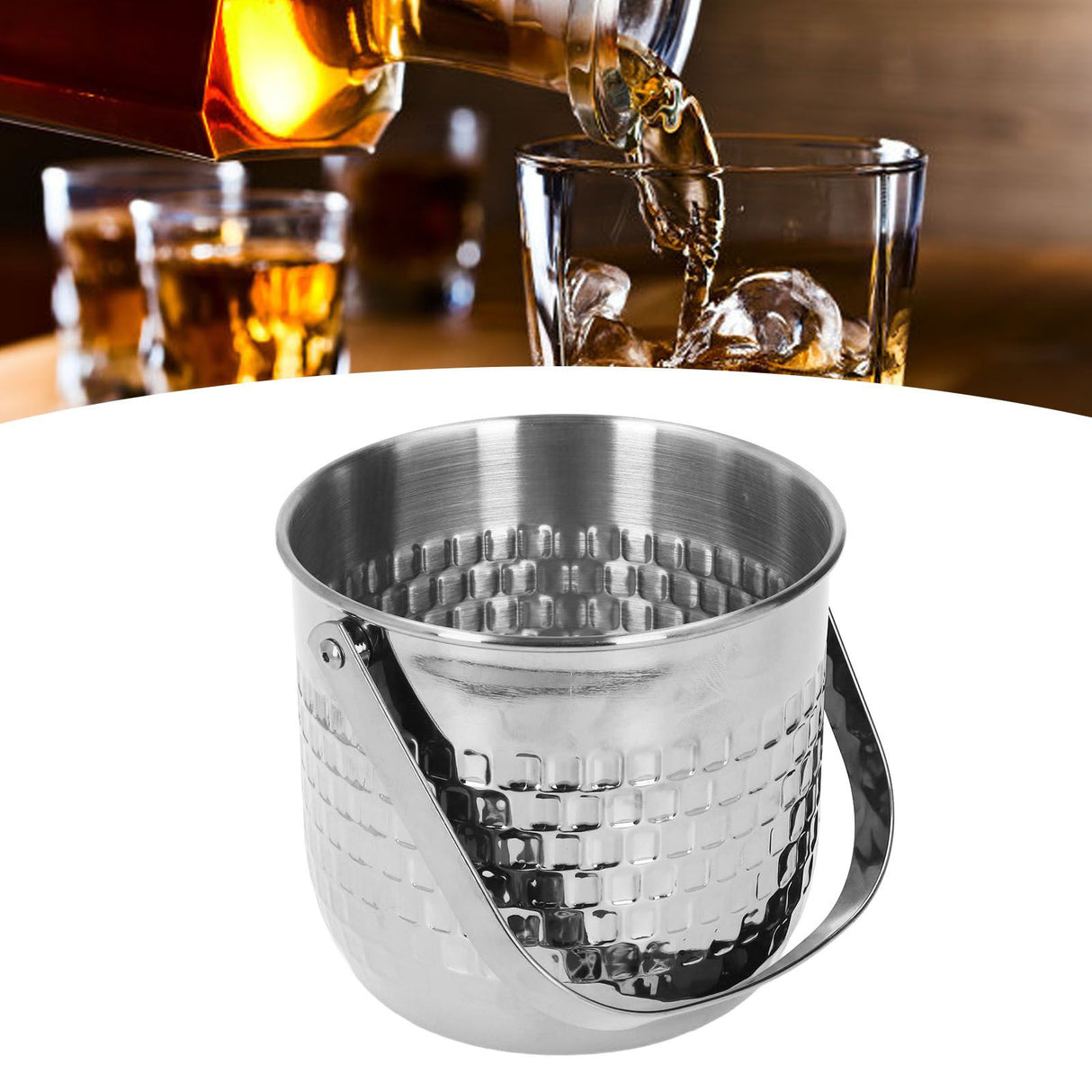 Wine Bucket Double Layer Stainless Steel Insulated Ice Wine Bucket for KTV Bar Dinner Party Silver