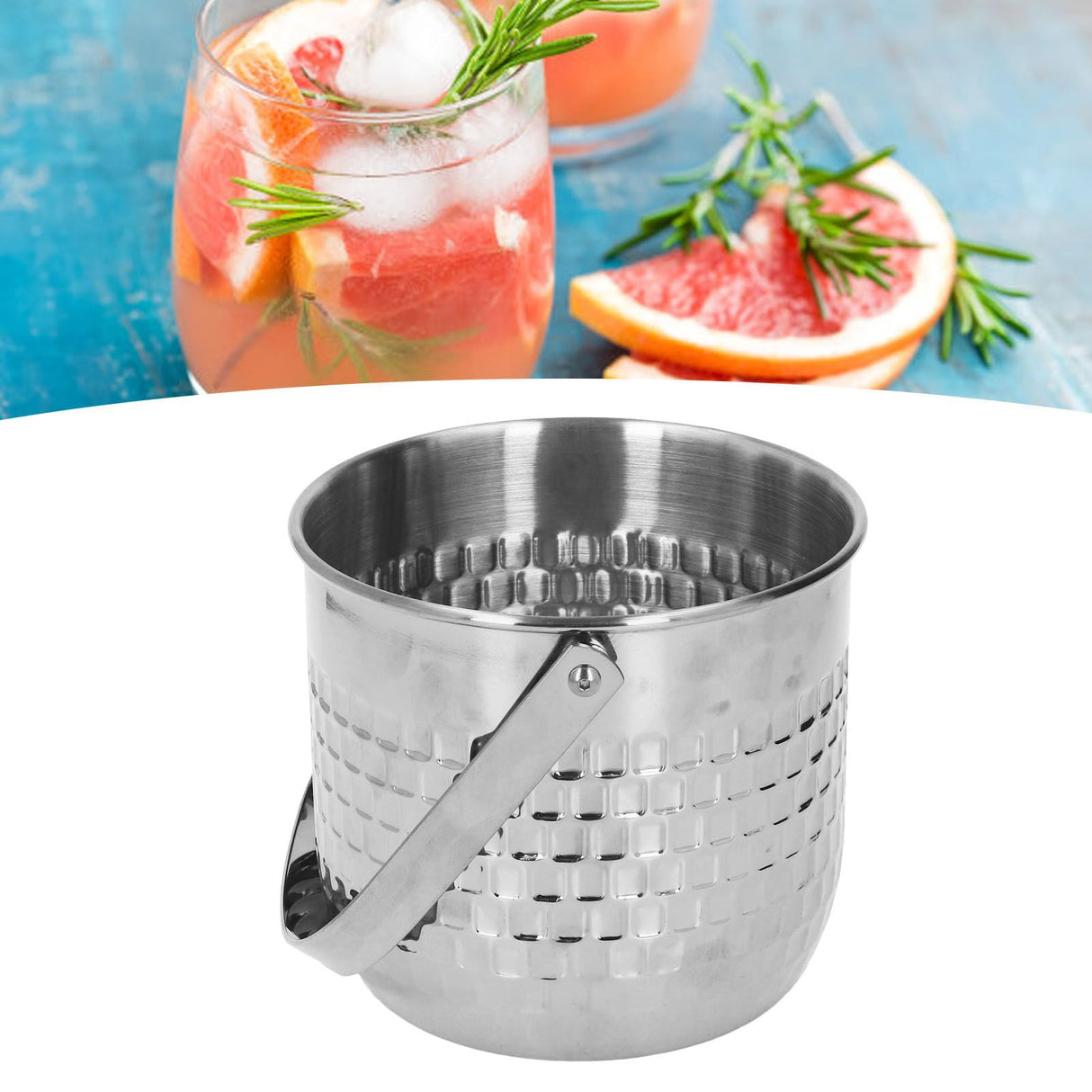 Wine Bucket Double Layer Stainless Steel Insulated Ice Wine Bucket for KTV Bar Dinner Party Silver