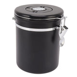 Coffee Bean Storage Container 304 Stainless Steel Exhaust Valve Coffee Bean Sealed Tank with Date Tracker and Scoop 1.5L (12x15cm / 4.7x5.9in)
