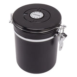 Coffee Bean Storage Container 304 Stainless Steel Exhaust Valve Coffee Bean Sealed Tank with Date Tracker and Scoop 1.5L (12x15cm / 4.7x5.9in)