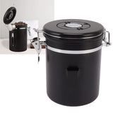 Coffee Bean Storage Container 304 Stainless Steel Exhaust Valve Coffee Bean Sealed Tank with Date Tracker and Scoop 1.5L (12x15cm / 4.7x5.9in)