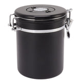 Coffee Bean Storage Container 304 Stainless Steel Exhaust Valve Coffee Bean Sealed Tank with Date Tracker and Scoop 1.8L (12x18cm / 4.7x7.1in) - Front View