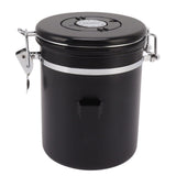 Coffee Bean Storage Container 304 Stainless Steel Exhaust Valve Coffee Bean Sealed Tank with Date Tracker and Scoop 1.8L (12x18cm / 4.7x7.1in)