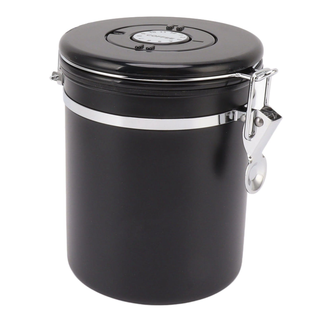 Coffee Bean Storage Container 304 Stainless Steel Exhaust Valve Coffee Bean Sealed Tank with Date Tracker and Scoop 1.8L (12x18cm / 4.7x7.1in)