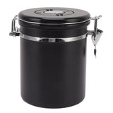 Coffee Bean Storage Container 304 Stainless Steel Exhaust Valve Coffee Bean Sealed Tank with Date Tracker and Scoop 1.8L (12x18cm / 4.7x7.1in) - Low Angle