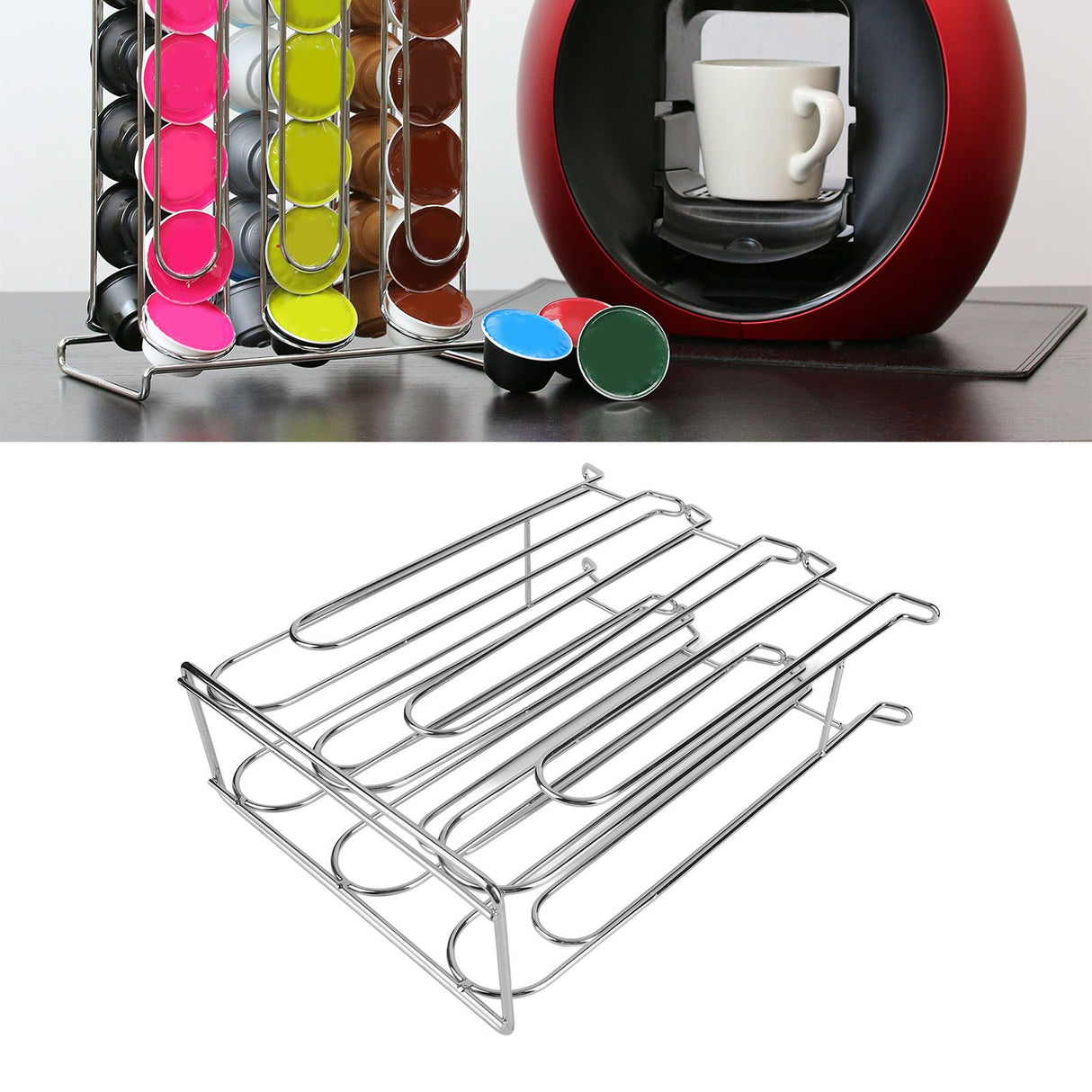 Capsule Holder Rack for 36 Capsules Iron Coffee Pod Storage Tower for Home Cafe Office