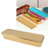 Stainless Steel Cutlery Tray Holder Kitchen Chopstick Spoon Fork Storage Box with Lid Drainer Gold - Extra Image