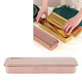 Stainless Steel Cutlery Tray Holder Kitchen Chopstick Spoon Fork Storage Box with Lid Drainer Rose Gold