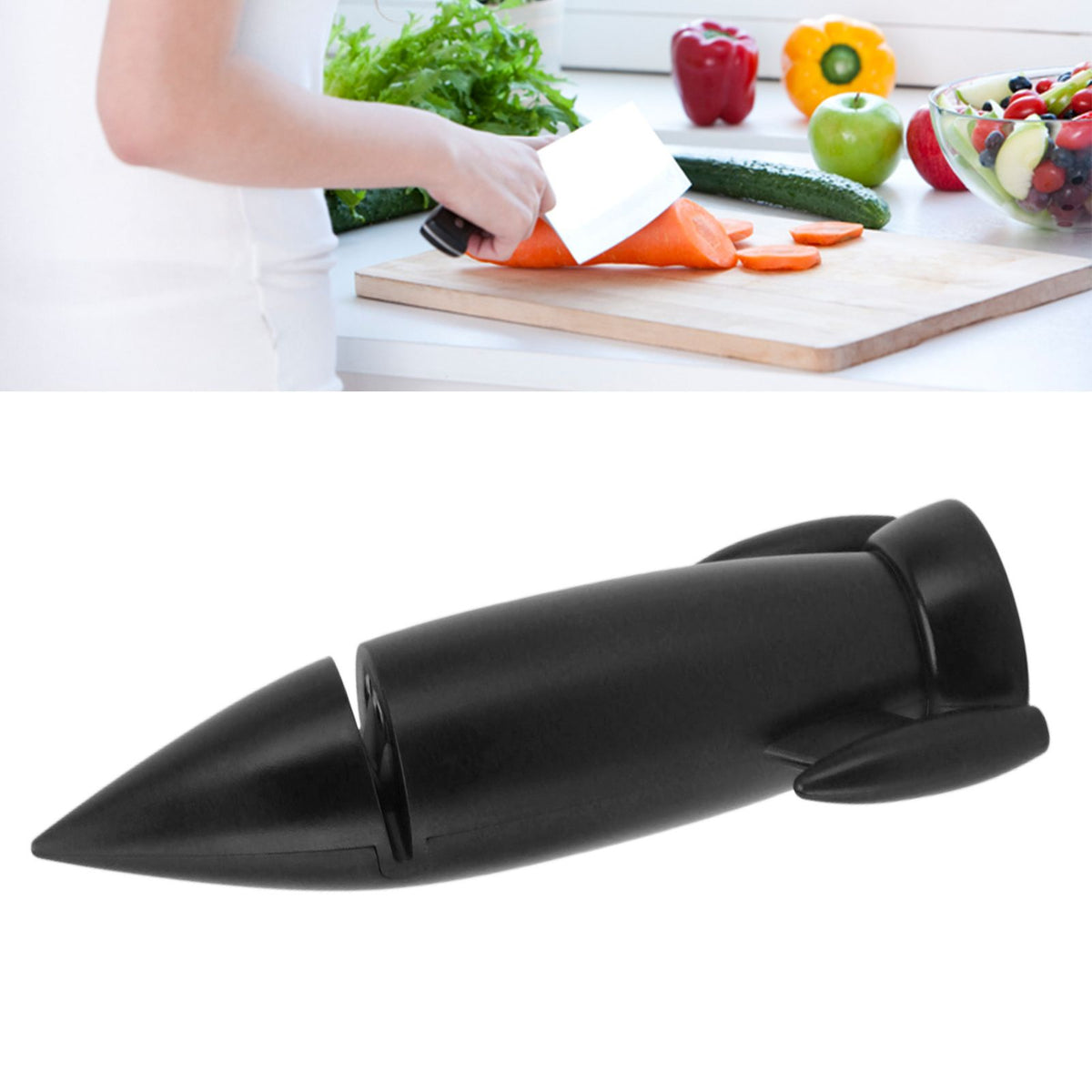 Knife Sharpener Creative Ceramic Handheld Manual Knife Sharpener for Kitchen Knives Scissor Black