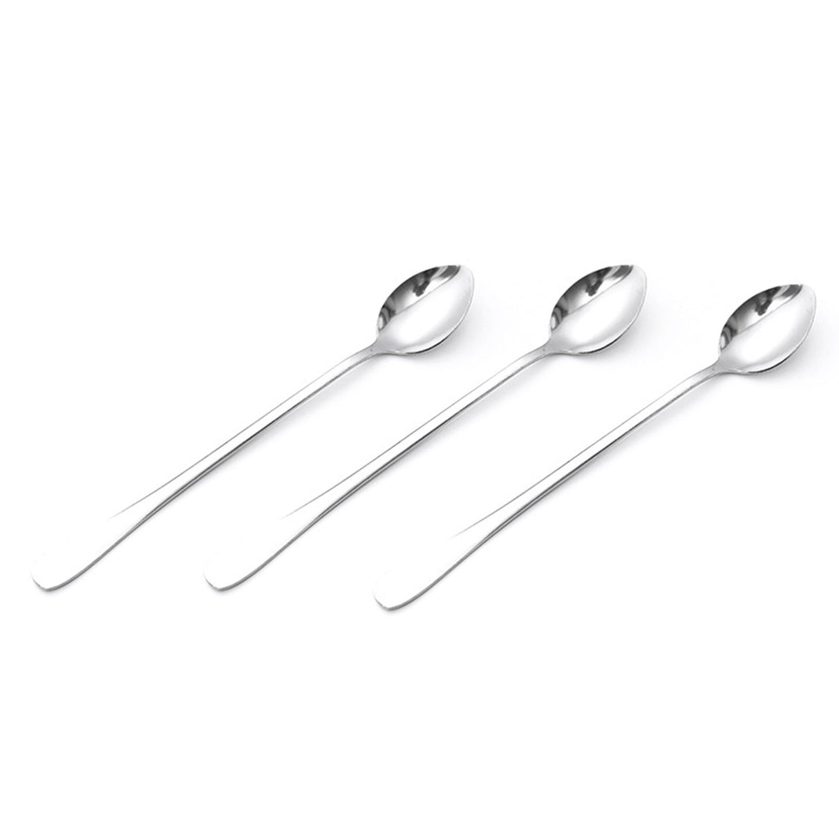 3Pcs Stainless Steel Long Handle Spoon Coffee Ice Tea Ice Cream Spoon for Bar Home Party Pointed Head