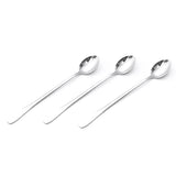 3Pcs Stainless Steel Long Handle Spoon Coffee Ice Tea Ice Cream Spoon for Bar Home Party Pointed Head - Top-Down View