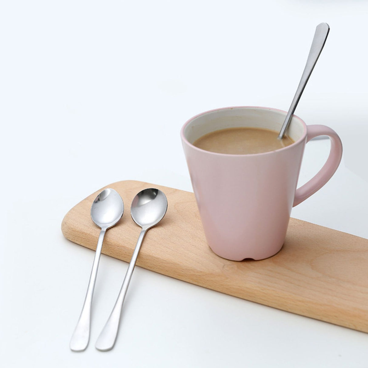 3Pcs Stainless Steel Long Handle Spoon Coffee Ice Tea Ice Cream Spoon for Bar Home Party Round Head