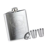Hip Flask Portable Leak Proof Stainless Steel Whisky Hip Flask with Funnel for Hiking Climbing Fishing Camping 7oz - Front View