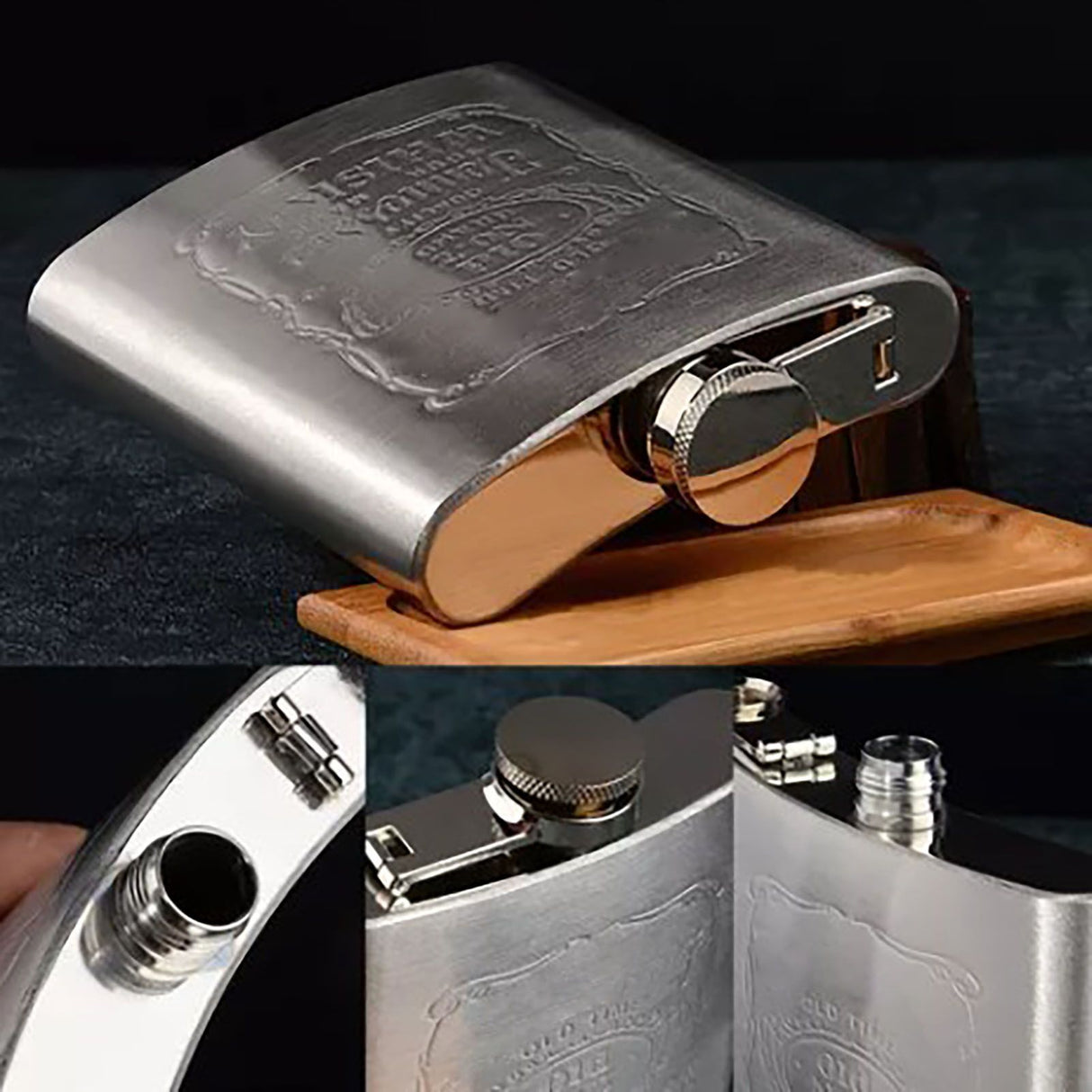 Hip Flask Portable Leak Proof Stainless Steel Whisky Hip Flask with Funnel for Hiking Climbing Fishing Camping 7oz