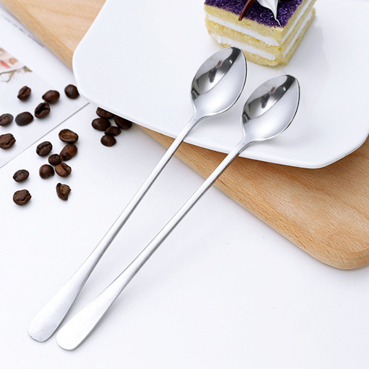 Long Handle Spoons Stainless Steel Elegant Multi Functional Stirring Spoons for Coffee Tea Dessert 3pcs Pointed Head