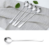 Long Handle Spoons Stainless Steel Elegant Multi Functional Stirring Spoons for Coffee Tea Dessert 3pcs Round Head - Low Angle