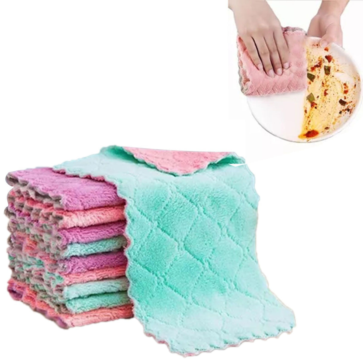 20Pcs Lint Free Kitchen Cleaning Cloth Dish Towels Double Sided Water Absorption Microfiber Dish Cloths