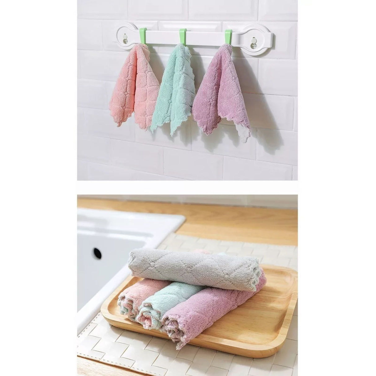 20Pcs Lint Free Kitchen Cleaning Cloth Dish Towels Double Sided Water Absorption Microfiber Dish Cloths