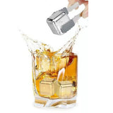 8PCS Metal Ice Cubes 304 Stainless Steel with Ice Tongs Widely Used Whiskey Stones for Chilling Whiskey Beverage - Close-Up Angle