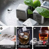 8PCS Metal Ice Cubes 304 Stainless Steel with Ice Tongs Widely Used Whiskey Stones for Chilling Whiskey Beverage - Extra Image