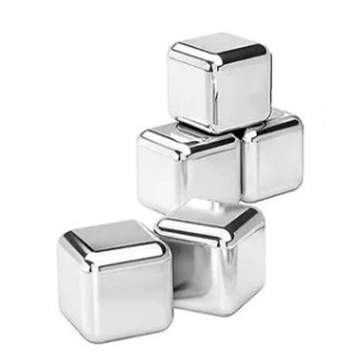 8PCS Metal Ice Cubes 304 Stainless Steel with Ice Tongs Widely Used Whiskey Stones for Chilling Whiskey Beverage