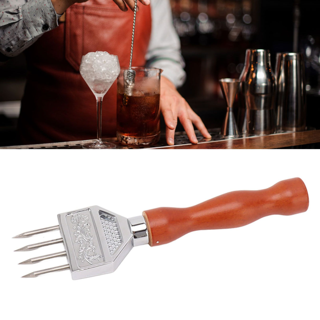 Ice Chipper 304 Stainless Steel Ice Crusher with Wooden Handle for Breaking Ice Kitchen Tool Type B