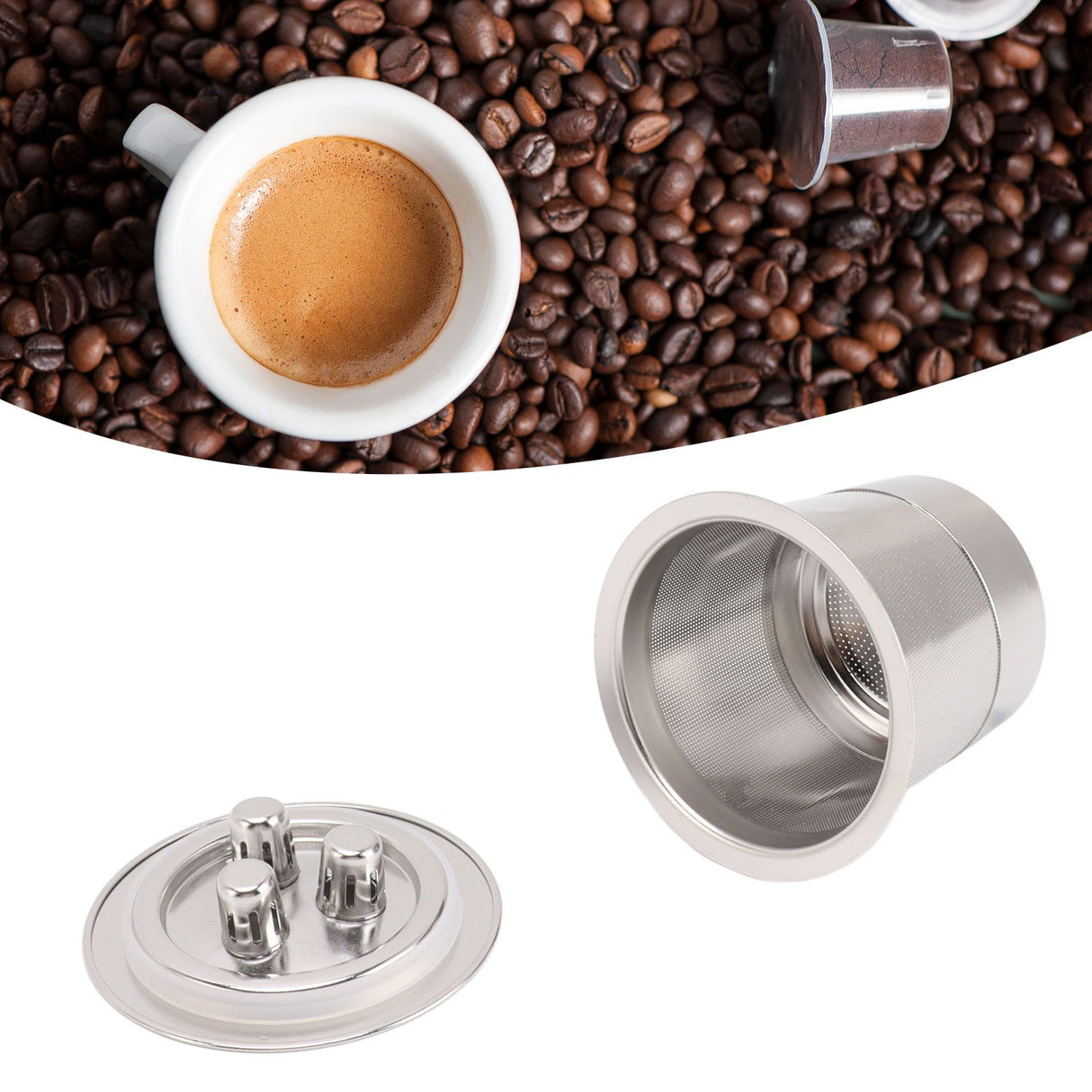 Coffee Capsule Filter Reusable Refillable Stainless Steel 3 Hole Coffee Capsule Cup