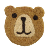 Bear Wool Felt Coaster Cute Soft Insulated Anti Slip Decorative Drink Coaster for Coffee Brown Free Size