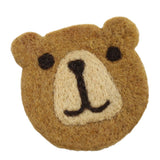 Bear Wool Felt Coaster Cute Soft Insulated Anti Slip Decorative Drink Coaster for Coffee Brown Free Size - Front View