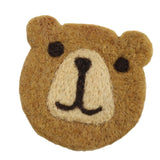 Bear Wool Felt Coaster Cute Soft Insulated Anti Slip Decorative Drink Coaster for Coffee Brown Free Size