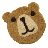 Bear Wool Felt Coaster Cute Soft Insulated Anti Slip Decorative Drink Coaster for Coffee Brown Free Size