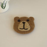 Bear Wool Felt Coaster Cute Soft Insulated Anti Slip Decorative Drink Coaster for Coffee Brown Free Size