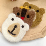 Bear Wool Felt Coaster Cute Soft Insulated Anti Slip Decorative Drink Coaster for Coffee Brown Free Size