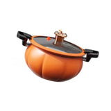 Medical Stone Soup Pot Large Capacity Excellent Sealing Saucepan Anti Scald Silicone Cover Multi Purpose Stockpot Orange 24cm/9.4in - Side View