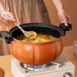 Medical Stone Soup Pot Large Capacity Excellent Sealing Saucepan Anti Scald Silicone Cover Multi Purpose Stockpot Orange 24cm/9.4in - Close-Up Angle