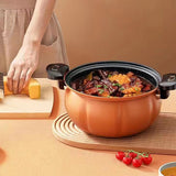 Medical Stone Soup Pot Large Capacity Excellent Sealing Saucepan Anti Scald Silicone Cover Multi Purpose Stockpot Orange 24cm/9.4in - Extra Image