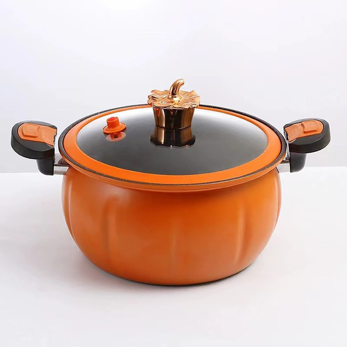 Medical Stone Soup Pot Large Capacity Excellent Sealing Saucepan Anti Scald Silicone Cover Multi Purpose Stockpot Orange 24cm/9.4in