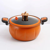Medical Stone Soup Pot Large Capacity Excellent Sealing Saucepan Anti Scald Silicone Cover Multi Purpose Stockpot Orange 24cm/9.4in