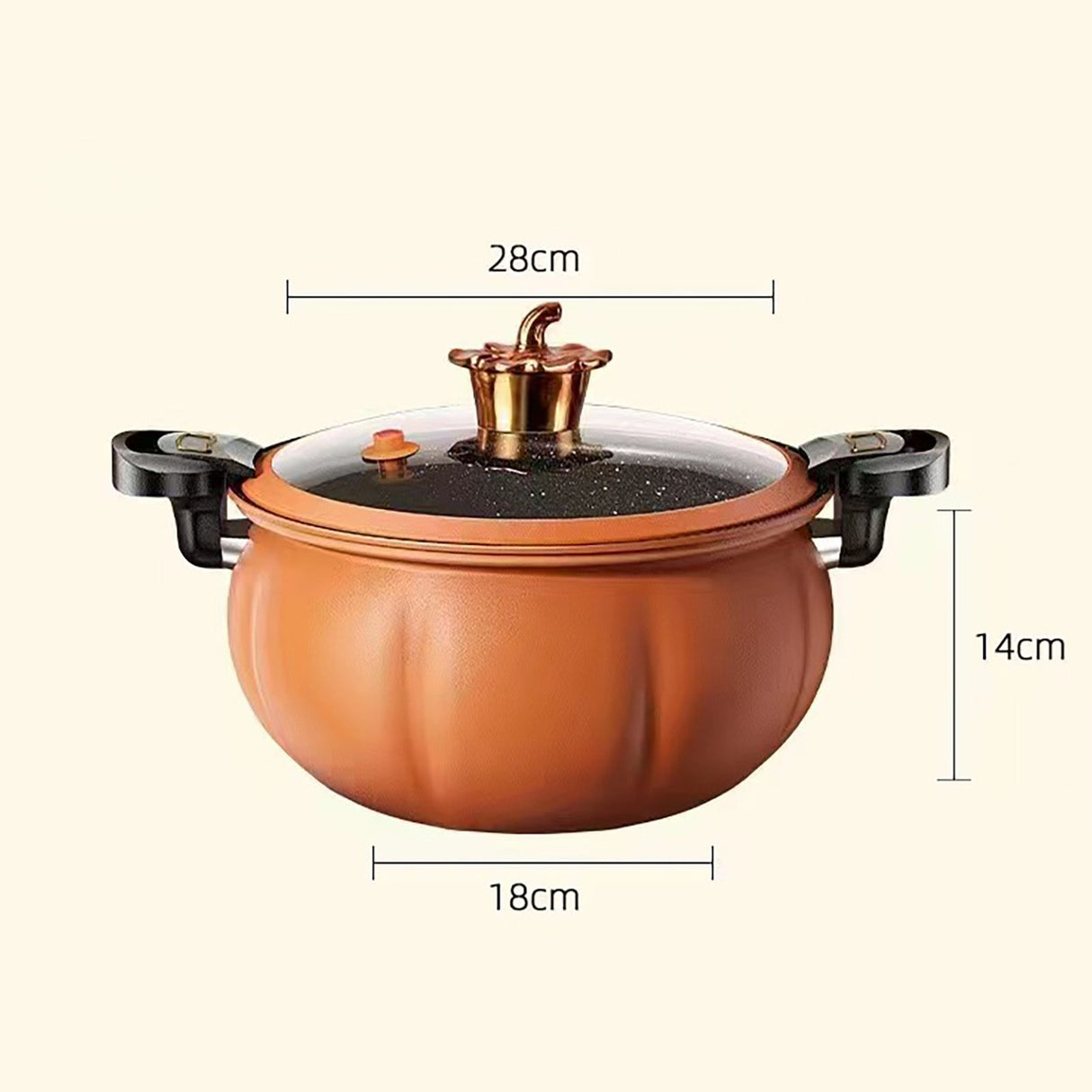 Medical Stone Soup Pot Large Capacity Excellent Sealing Saucepan Anti Scald Silicone Cover Multi Purpose Stockpot Orange 24cm/9.4in
