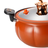 Micro Pressure Cooker Pumpkin Non Stick Multifunctional Soup Pot Gas Stove Universal Kitchen Tool with Glass Lid Brown 28cm - Extra Image