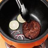 Micro Pressure Cooker Pumpkin Non Stick Multifunctional Soup Pot Gas Stove Universal Kitchen Tool with Glass Lid Brown 28cm