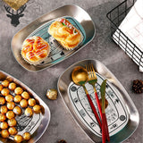 Camping Tinplate Outdoor Dinner Plate Multifunctional Kitchenware European Cutlery Portable Picnic Bowl Harvest Pattern - Front View